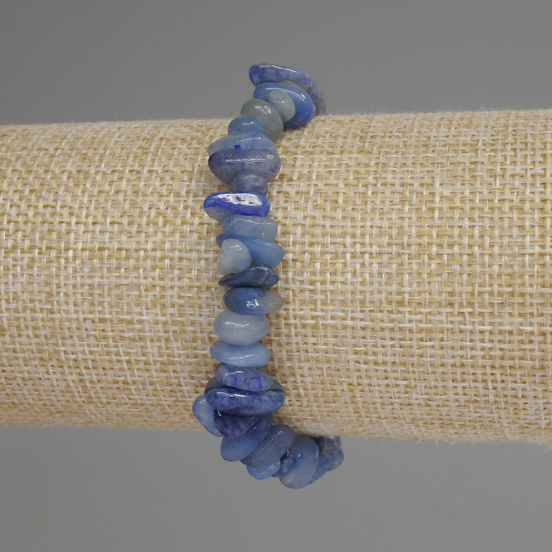 Bracelet Blue Aventurine Chip, diameter 5-8×3-5mm±, length 18cm±, stretch