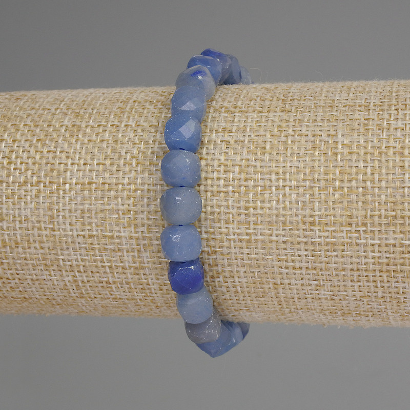 Bracelet Blue Aventurine Faceted Cube, diameter 7mm±, length 18cm± stretch