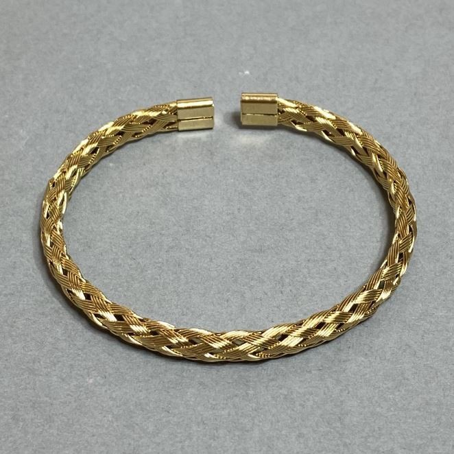 Bracelet weaving braid golden metal, diameter 68mm+