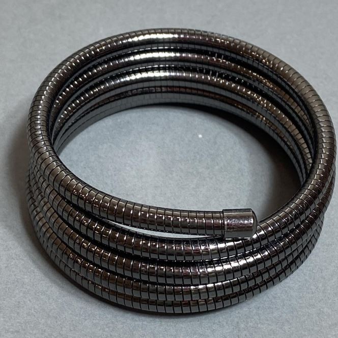 Elastic Flexible Gray Metal Bracelet, 68mm diameter +