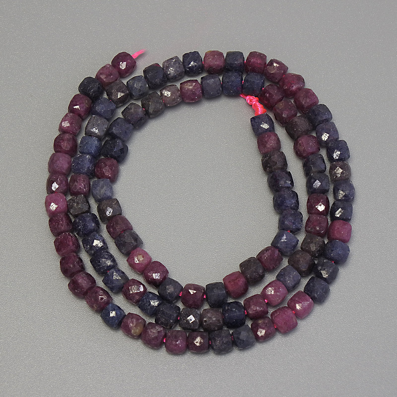 Sapphire Ruby Beads Faceted Cube, 4×4 mm, ~diameter, 40 cm strand