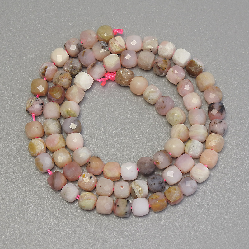 Opal Beads Faceted Cube, 5x5mm, 39cm strand