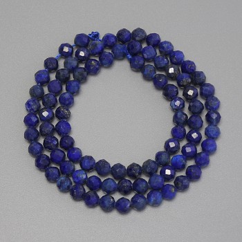 Lapis Lazuli beads faceted bead, diameter 4mm ±, length 38cm ± on a thread