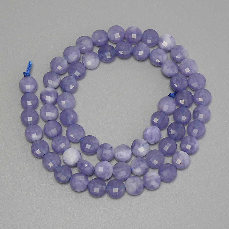 Aquamarine Beads Grenulated Coin-Shaped 6.5 mm, Threaded, 38 in