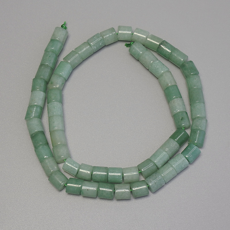Jade Beads Cylindrical 6x6 mm on String, 38 cm length ±