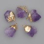 Amethyst Pendant 16-20×13-18 mm +-, length 21-25 mm +- (assorted sizes) gold-tone metal