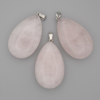 Drop Pendant Rose Quartz 40x25mm±, length 49mm±