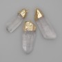 Pendant Mountain Crystal 30x37x9-12mm+-, length 33-40mm+- golden metal Assorted sizes)