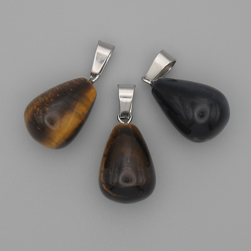 Drop Pendant Tiger's Eye 19x13mm±, length 29mm±