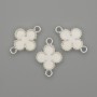 Clover Connector white color sterling silver metal 20x14mm+-pack of 3