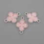 Claddagh Connector pink color with silver finish 20x14mm+- pack of 3
