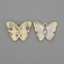 Pendant Charm Butterfly White Enamel with Crystals, Gold-Tone Metal, diameter 20x15mm±, package 2 pcs