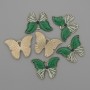 Pendant Charm Butterfly Colorful Enamel Gold-Tone Metal, 22x16mm diameter, pack of 6