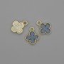Pendant Charm Clover, gray color with gold-tone metal, diameter 10x12mm±, pack of 3