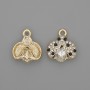 Pendant Charm Sun Shape with Rhinestones, Silver Metal, diameter 15.5x15.5x5mm±, pack of 2