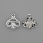 Pendant Charm Sunflower with Crystals, Silvered Metal, diameter 15.5×15.5×5mm±, pack of 2