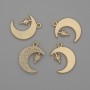 Pendant Moon with Star, gold-tone metal, diameter 16mm±, length 18mm±, pack of 4