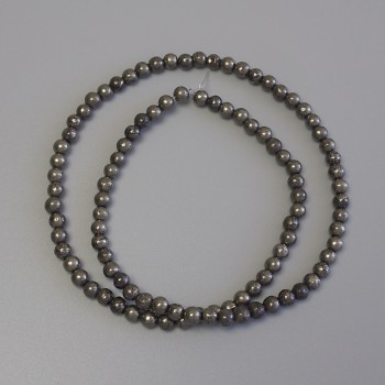 Pyrite Beads on Thread, Smooth Ball, Ø 4mm±, Length 38cm±