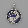 Pendant Dragon in a Circle with Lapis Lazuli, diameter 28mm±, length 38mm±, silver-metal