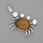 Crab Pendant Tiger's Eye 40x22 mm± Silver Metal