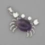 Crab Pendant Amethyst 40x22mm± Silver Metal