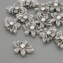 Bead Inlay Floral Bead Silver Tone, 16x10x5mm± hole diameter 1.9mm± packaged 20g (~12 pcs)
