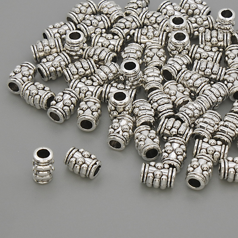 Bead Findings Inlay Bead Color: Metallic Silver, Diameter 6.5×5 mm±, Hole 2.5 mm±, Pack 20 g (~59 pcs)
