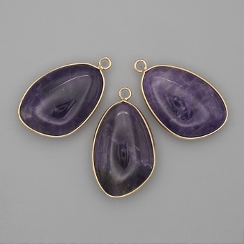 Amethyst Pendant in Golden Setting 21x35 mm+