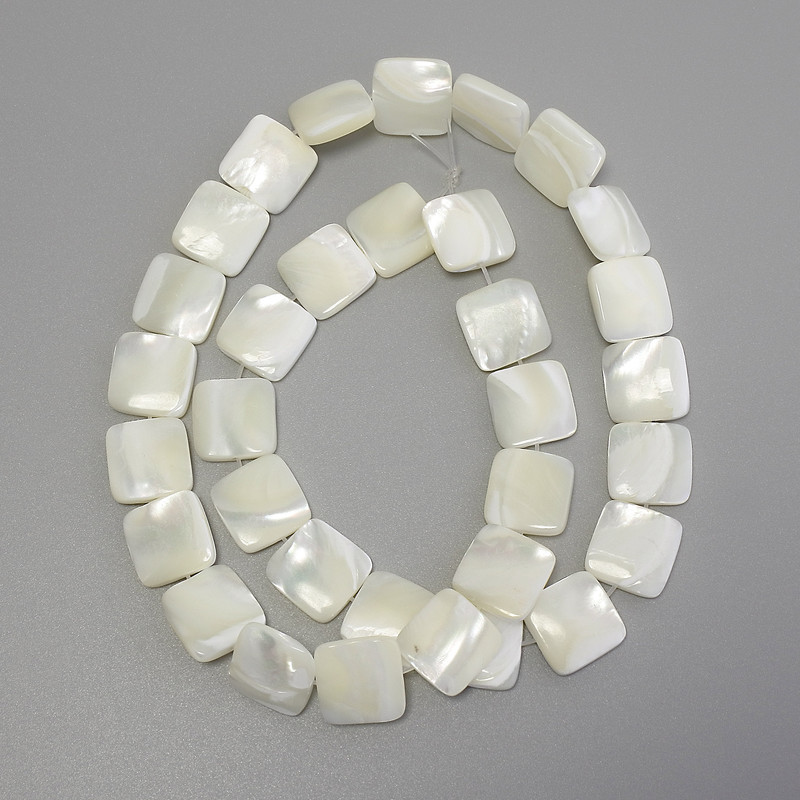 Shell Pearl Beads, square shape, 12x12mm diameter, length 40cm on thread