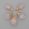 Pink Quartz Pendant, processed assortment sizes 27-30×14-18 mm ±, gold-tone metal