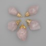 Pink Quartz Pendant, processed assortment sizes 27-30×14-18 mm ±, gold-tone metal