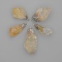 Pendant Citrine, processed assortment, sizes 28-33×10-15 mm ±, silver metal