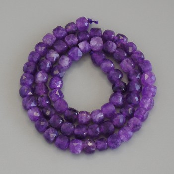 Sugilite Beads Faceted Cube, 5.5 mm, 5x5 mm, 5 mm± on thread, length 37 cm+