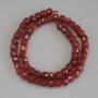 Cornelian Hornstone Beads Faceted Cube, diameter 6.5×6.5 mm, on thread, length 39 cm+