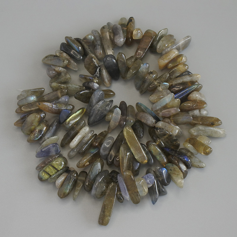 Labradorite Beads Chip Needle Shape, 12-17×3-5mm+, on Thread, Length 39cm+