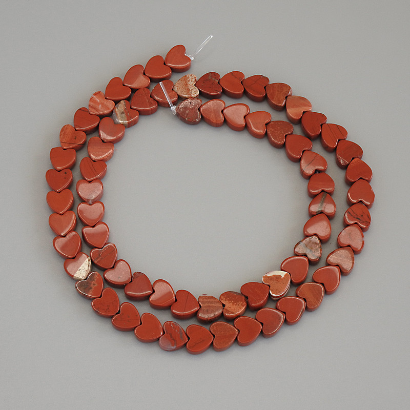 Red Jasper Heart Beads, 6x6x2, 5mm+- on thread, length 37cm+