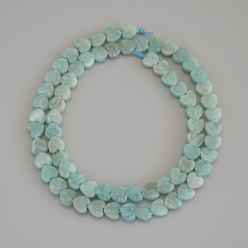 Amazonite Heart Beads, 6x6x2 mm ± onThread, 39 cm+ length