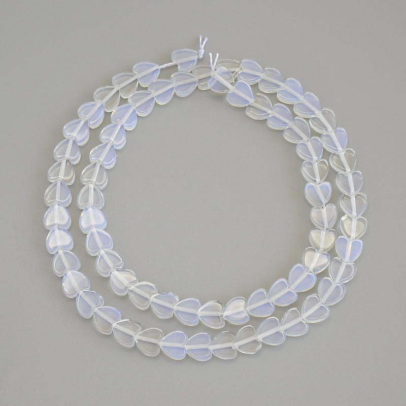 Moonstone Heart Beads, 6x6x2 mm +/-, on thread, 39 cm+ length