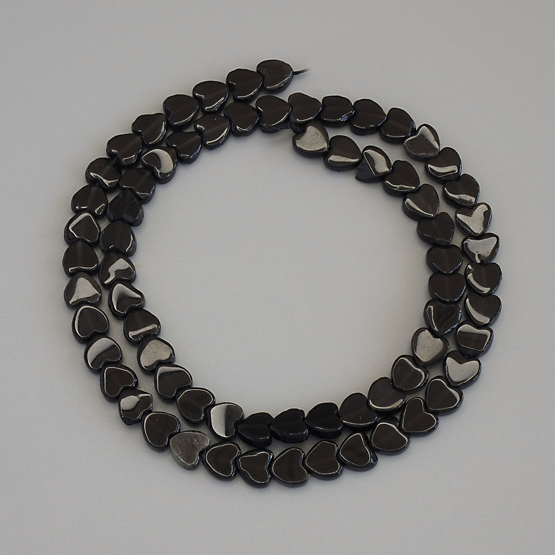 Smoky Topaz Beads Heart, 6x6x2 mm ± on a thread, length 38 cm+