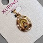 Pendant "Icon" Xuping with white crystals, diameter 20×13mm ±, length 24mm ± 18K gold plating