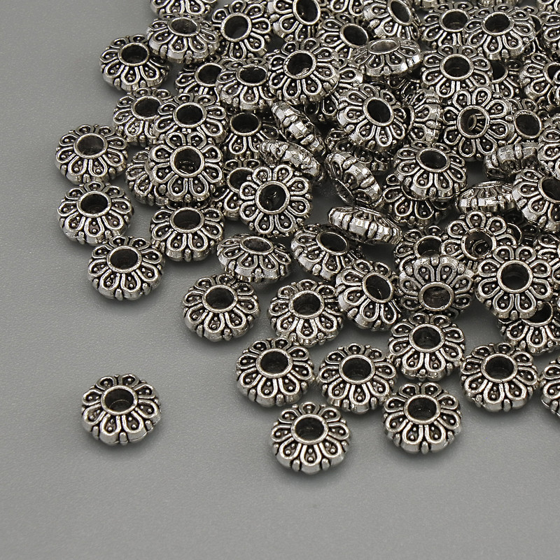 Bead Findings Inlay Silver Color, 6×2.5 mm diameter, hole 2 mm±, packaging 20 g (~94 pcs)