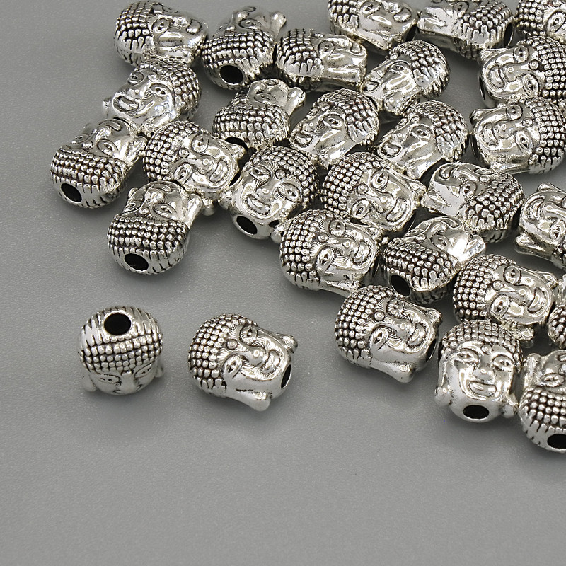Bead Inlay Pendant Buddha Color: Silver, 6×7×4 mm ± hole diameter 1.9 mm ± packaging 20 g (~31 pcs)