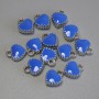 Pendant Heart with Blue Enamel in Silver-Tone Metal, diameter 7x8mm±, pack of 13