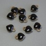 Pendant Heart Black Enamel with Gold-Tone Metal, 6x8mm approx. packaging 10 pcs