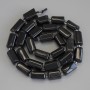 Sunstone Obsidian Beads, faceted, 12×7mm, ±3mm seed beads, 39cm length on thread