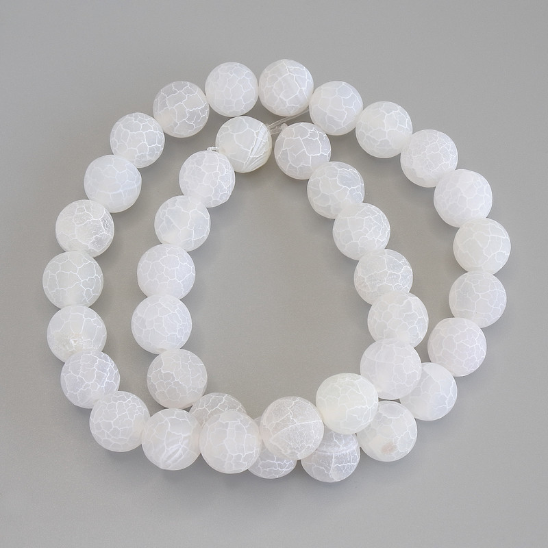Moss Frost White Agate Beads Smooth Round Bead 10mm Dia. +/- 35cm Length +/- on Thread