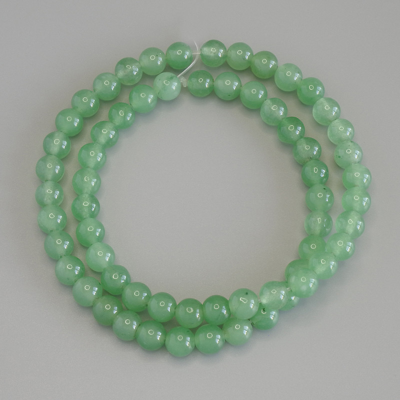 Jade Beads Smooth Round 6.5 mm on String, 38 cm length on thread