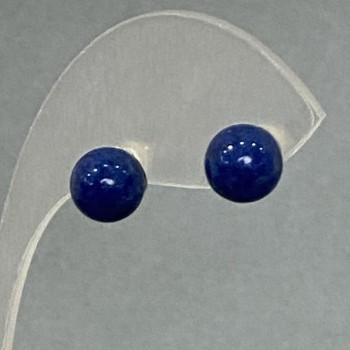 Lapis Lazuli Stud Earrings (Pressed), sterling silver-plated metal, 8mm