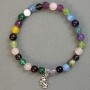 Bracelet Assorted Smooth Bead 6mm+- with metal inlay, length 18cm (stretch)