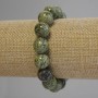 Serpentine Stone Bracelet, smooth round bead 15mm diameter, length 18cm, elastic
